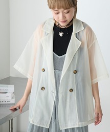 forksy. | 【forksy.】シアーオーガンジー半袖シャツジャケット(テーラードジャケット)