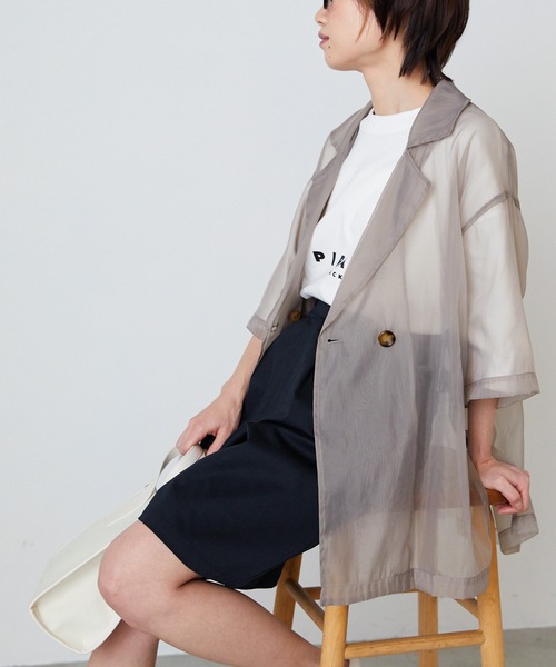 オーガンジー　テーラードジャケット ショートスリーブ オーガンジー テーラードジャケット ショートスリーブ