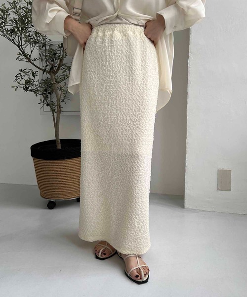 CAPRICIEUX LE'MAGE（カプリシューレマージュ）の「ぽこぽこタイトスカート（スカート・レディース・アイボリー/ブラック/ベージュ・FREE）」の9枚目の写真