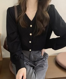Vネックブラウス