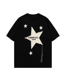 【HOOK】個性派星パッチワークフリンジビッグTEE