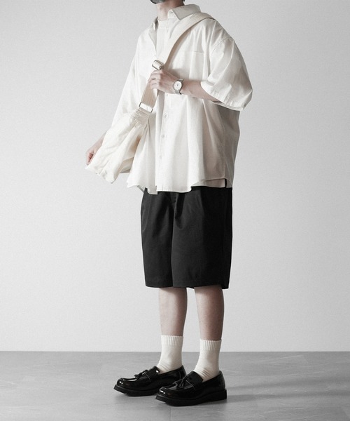 RUUBON】2tack wide half pants / ツータックワイドハーフパンツ