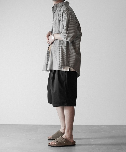 RUUBON（ルーボン）の「【RUUBON】2tack wide half pants / ツータックワイドハーフパンツ（その他パンツ・メンズ・ナチュラル/ブラック・S/M/L）」の21枚目の写真