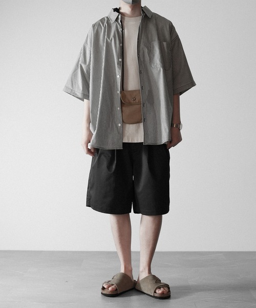 RUUBON】2tack wide half pants / ツータックワイドハーフパンツ