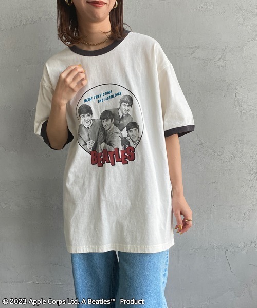 THE BEATLES コラボTシャツ グレー SETUP7｜THE FINAL VIEW/The Beatles / ビートルズ リンガーT