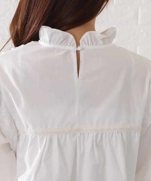 Lace Ladies（レースレディース）の「ピンタックぽわん袖ギャザー長袖ブラウス（シャツ/ブラウス・レディース・アイボリー・S/M/L/XL）」の11枚目の写真
