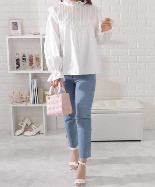 Lace Ladies（レースレディース）の「ピンタックぽわん袖ギャザー長袖ブラウス（シャツ/ブラウス・レディース・アイボリー・S/M/L/XL）」の9枚目の写真