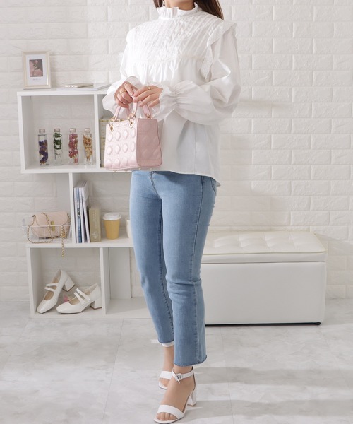 Lace Ladies（レースレディース）の「ピンタックぽわん袖ギャザー長袖ブラウス（シャツ/ブラウス・レディース・アイボリー・S/M/L/XL）」の10枚目の写真