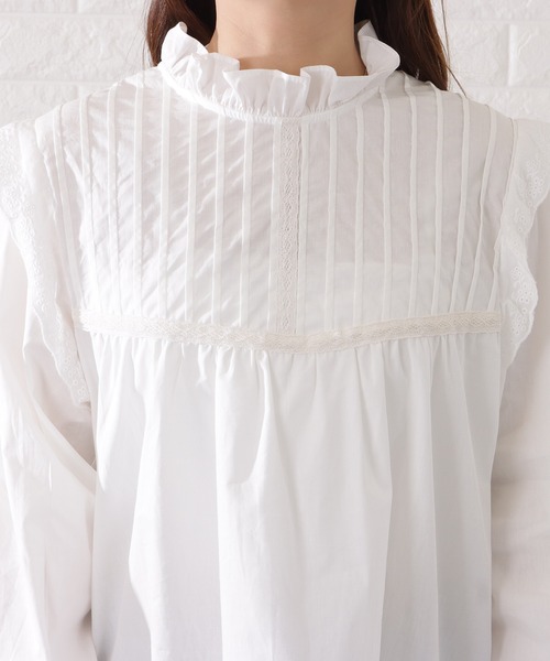Lace Ladies（レースレディース）の「ピンタックぽわん袖ギャザー長袖ブラウス（シャツ/ブラウス・レディース・アイボリー・S/M/L/XL）」の13枚目の写真