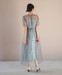 【kaene】オケージョンドレス　（レイヤードエプロンドレス） kaene ドレス 配色レースエプロンワンピース「結婚式 二次会