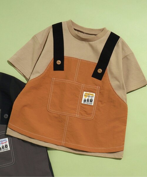 BREEZE by saori(ブリーズバイサオリ)の「WEB限定 ワークエプロンTシャツ【BREEZE by saori】(Tシャツ/カットソー・キッズ・ブラック/ベージュ・100/120/150/130/90/110/160/140)」の1枚目の写真