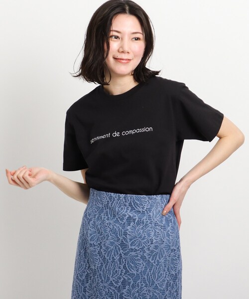 COUP DE CHANCE(クードシャンス)の「【WORLD for the World】メッセージプリントTシャツ(Tシャツ/カットソー・レディース・ブラック/アイボリー・38/40)」の11枚目の写真
