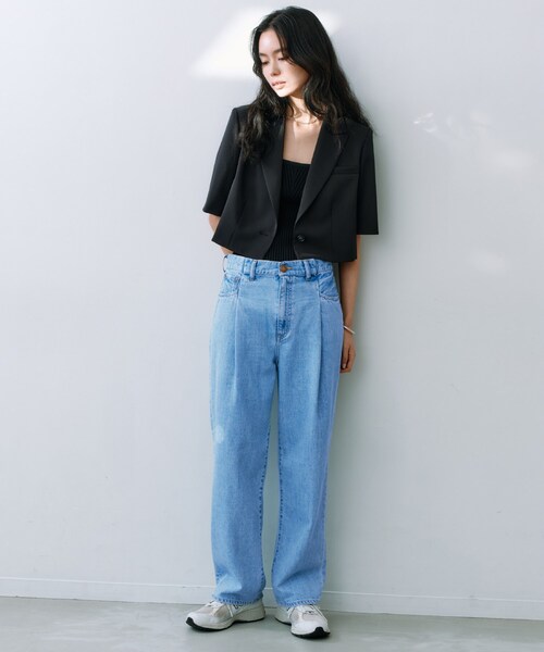 CODE A（コードエー）の「cropped jacket（テーラードジャケット・レディース・ブラック/ナチュラル/サンドベージュ・00）」の5枚目の写真