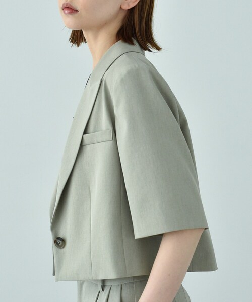 CODE A（コードエー）の「cropped jacket（テーラードジャケット・レディース・ブラック/ナチュラル/サンドベージュ・00）」の12枚目の写真