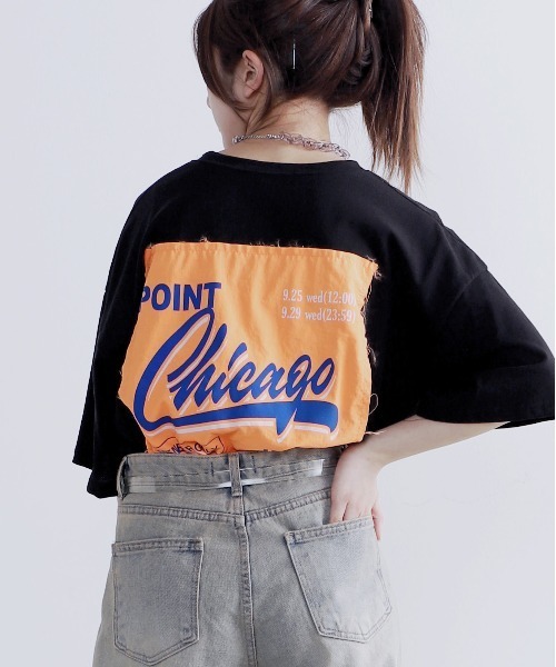 Figments(フィグメンツ)の「バックパッチビッグTシャツ(Tシャツ/カットソー・レディース・ホワイト/ブラック・FREE)」の4枚目の写真