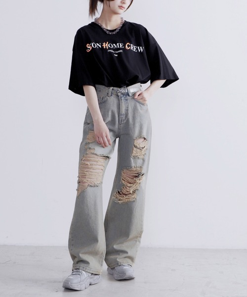 Figments(フィグメンツ)の「バックパッチビッグTシャツ(Tシャツ/カットソー・レディース・ホワイト/ブラック・FREE)」の19枚目の写真