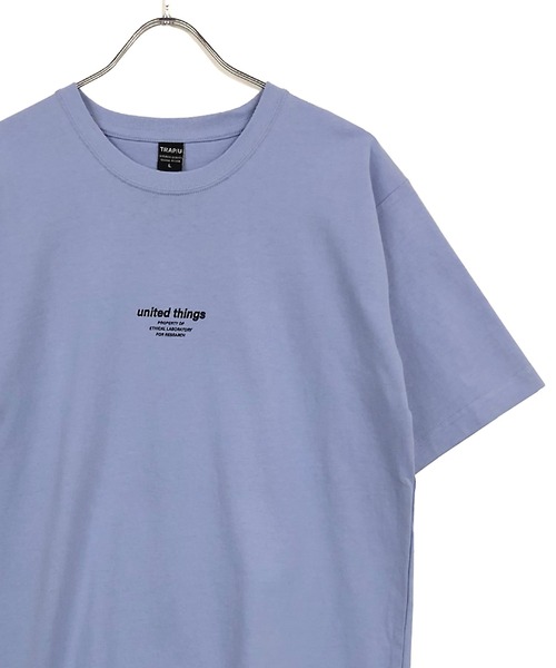 TRAP/U (トラップユー)の「ミドルウエイト コットン天竺 / 両面 ロゴ メッセージプリント クルーネック Tシャツ(半袖)(Tシャツ/カットソー・メンズ・ブラック/ブルー系その他・M/L)」の2枚目の写真