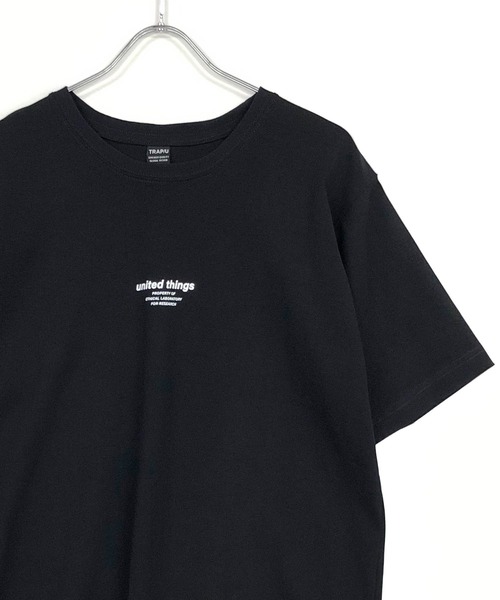 TRAP/U (トラップユー)の「ミドルウエイト コットン天竺 / 両面 ロゴ メッセージプリント クルーネック Tシャツ(半袖)(Tシャツ/カットソー・メンズ・ブラック/ブルー系その他・M/L)」の6枚目の写真