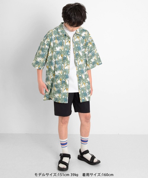 GLAZOS（グラソス）の「コットン・リゾートプリントビッグ半袖開襟シャツ（シャツ/ブラウス・キッズ・ホワイト/ネイビー・160cm/170cm/150cm/140cm）」の6枚目の写真