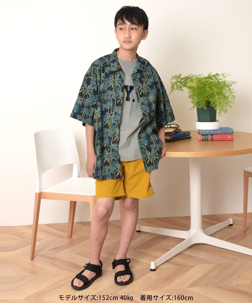 GLAZOS（グラソス）の「コットン・リゾートプリントビッグ半袖開襟シャツ（シャツ/ブラウス・キッズ・ホワイト/ネイビー・160cm/170cm/150cm/140cm）」の8枚目の写真