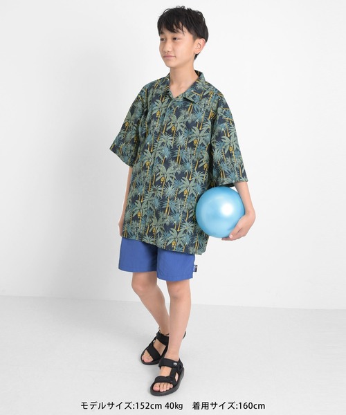 GLAZOS（グラソス）の「コットン・リゾートプリントビッグ半袖開襟シャツ（シャツ/ブラウス・キッズ・ホワイト/ネイビー・160cm/170cm/150cm/140cm）」の9枚目の写真