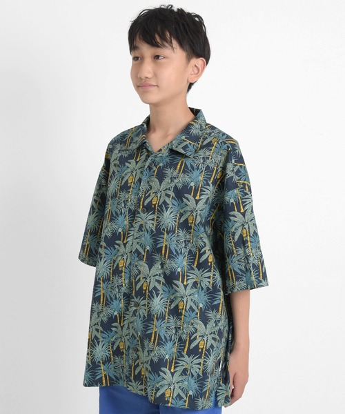 GLAZOS（グラソス）の「コットン・リゾートプリントビッグ半袖開襟シャツ（シャツ/ブラウス・キッズ・ホワイト/ネイビー・160cm/170cm/150cm/140cm）」の10枚目の写真