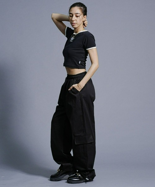 ムラサキスポーツ（ムラサキスポーツ）の「【ムラサキスポーツ限定】KOREA コリア/コットンワイドカーゴパンツ K-BELPOST3F26（カーゴパンツ・レディース・ブラック/グレイッシュブルー/スモークピンク・FREE）」の5枚目の写真