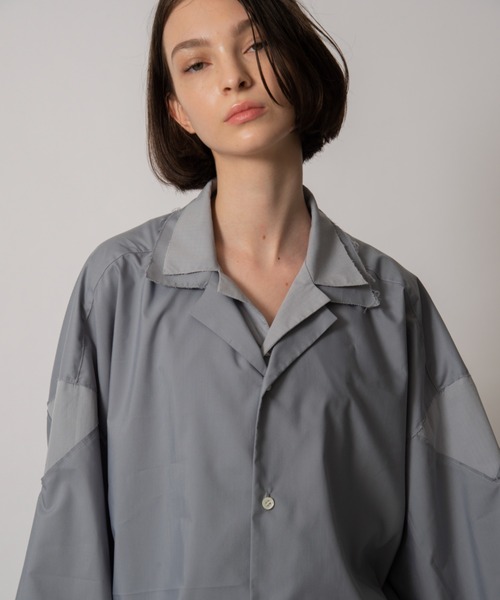 D.TT.K(ディティーティーケー)の「【ユニセックスアイテム】 LAYERED OPEN COLLAR SHIRTS レイヤード オープンカラーシャツ(シャツ/ブラウス・メンズ・ブラック/グレー/ベージュ・MEDIUM/LARGE)」の5枚目の写真