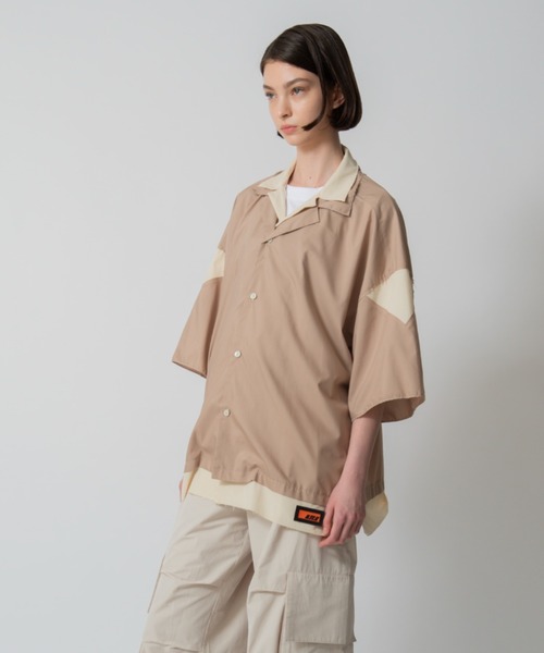 D.TT.K(ディティーティーケー)の「【ユニセックスアイテム】 LAYERED OPEN COLLAR SHIRTS レイヤード オープンカラーシャツ(シャツ/ブラウス・メンズ・ブラック/グレー/ベージュ・MEDIUM/LARGE)」の6枚目の写真