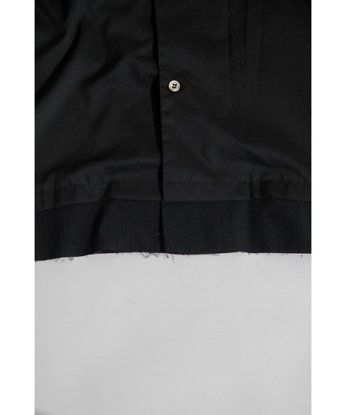 GRANCY レイヤード デザイン オープンカラー シャツ ブラック　L GRANCY】Layered Design Open Collar Shirt / レイヤード