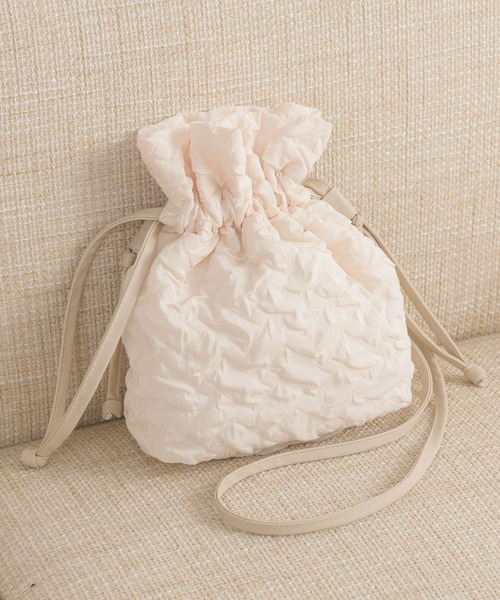 RETRO GIRL(レトロガール)の「ポコポコ巾着ショルダーBAG(ショルダーバッグ・レディース・ベージュ/ブラック/アイボリー・FREE)」の1枚目の写真