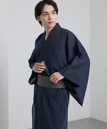 MONO-MART（モノマート）の「浴衣3点セット 縞しじら織り【浴衣・ワンタッチ帯・下駄】メンズ（浴衣）」