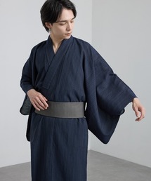MONO-MART（モノマート）の「メンズ浴衣3点セット 縞しじら織り【浴衣・ワンタッチ帯・下駄】（浴衣）」