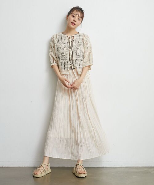 RETRO GIRL(レトロガール)の「楊柳プリーツSK(スカート・レディース・オレンジ/ホワイト系その他/ブラック/ナチュラル・FREE)」の5枚目の写真