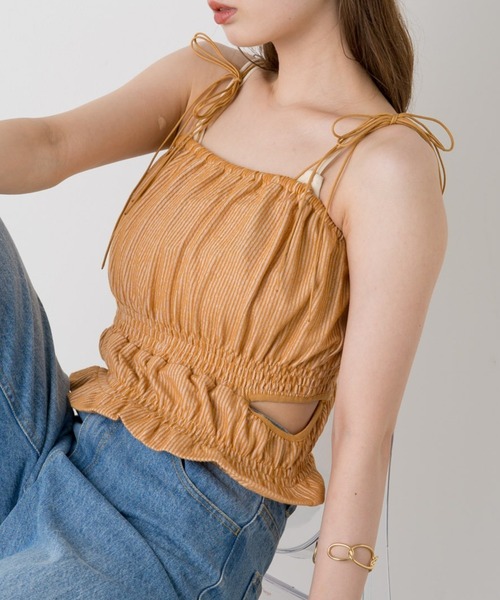 Kastane（カスタネ）の「【SET UP対応】ストライプキャミビスチェ（その他トップス・レディース・オレンジ/アイボリー/ブルー・FREE）」の3枚目の写真