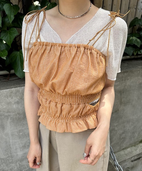 Kastane（カスタネ）の「【SET UP対応】ストライプキャミビスチェ（その他トップス・レディース・オレンジ/アイボリー/ブルー・FREE）」の11枚目の写真