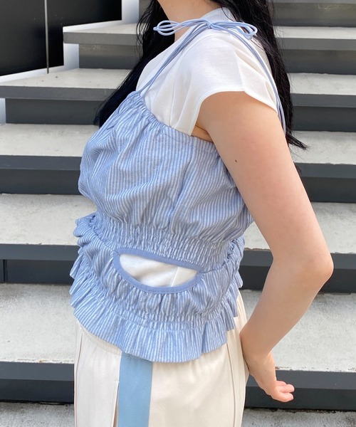 Kastane（カスタネ）の「【SET UP対応】ストライプキャミビスチェ（その他トップス・レディース・オレンジ/アイボリー/ブルー・FREE）」の8枚目の写真