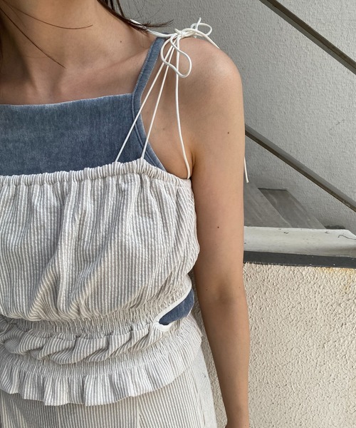 Kastane（カスタネ）の「【SET UP対応】ストライプキャミビスチェ（その他トップス・レディース・オレンジ/アイボリー/ブルー・FREE）」の5枚目の写真