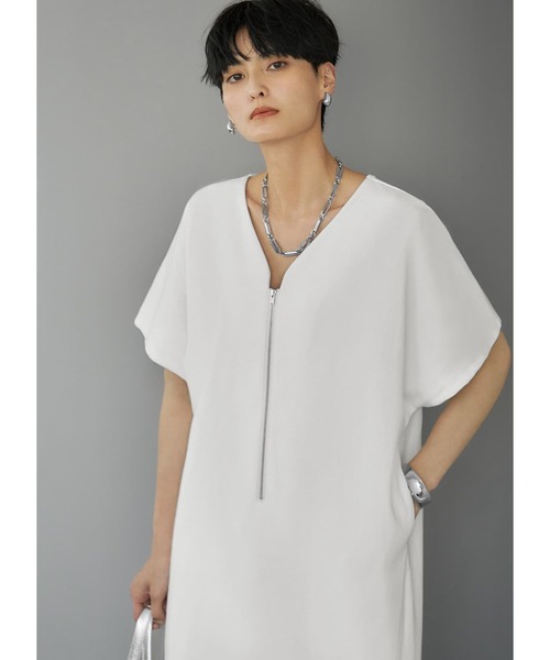 STYLE DELI（スタイルデリ）の「フロントジップカットソーワンピース（ワンピース・レディース・ブラック/ホワイト・01/02）」の3枚目の写真