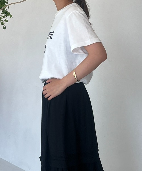 un dix cors(アンディコール)の「CLOCHETEEフロッキーロゴTシャツ(Tシャツ/カットソー・レディース・ベージュ/オフホワイト/チャコールグレー・FREE)」の16枚目の写真