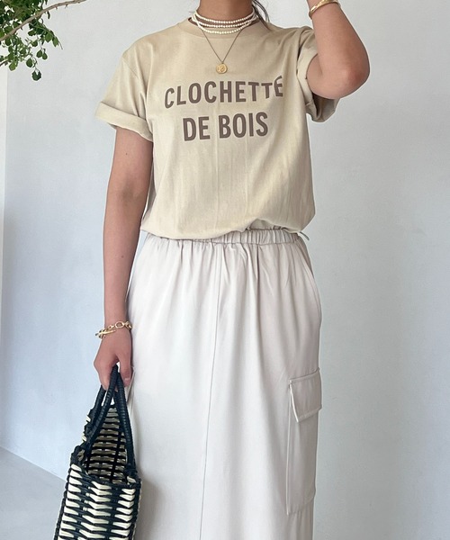 un dix cors(アンディコール)の「CLOCHETEEフロッキーロゴTシャツ(Tシャツ/カットソー・レディース・ベージュ/オフホワイト/チャコールグレー・FREE)」の6枚目の写真