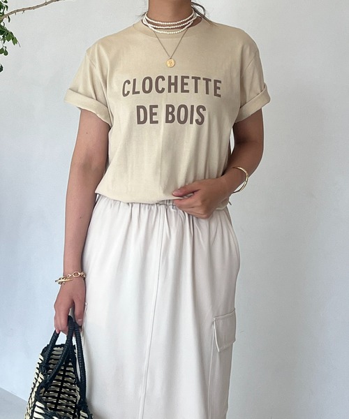 un dix cors(アンディコール)の「CLOCHETEEフロッキーロゴTシャツ(Tシャツ/カットソー・レディース・ベージュ/オフホワイト/チャコールグレー・FREE)」の13枚目の写真