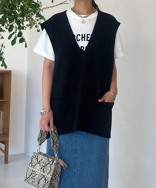 un dix cors(アンディコール)の「CLOCHETEEフロッキーロゴTシャツ(Tシャツ/カットソー・レディース・ベージュ/オフホワイト/チャコールグレー・FREE)」の22枚目の写真