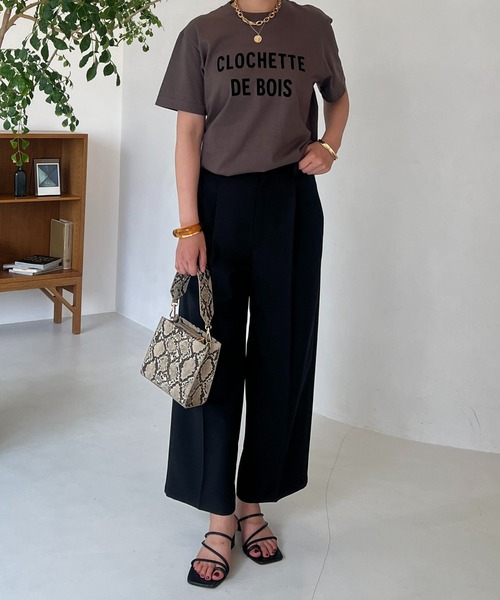 un dix cors(アンディコール)の「CLOCHETEEフロッキーロゴTシャツ(Tシャツ/カットソー・レディース・ベージュ/オフホワイト/チャコールグレー・FREE)」の9枚目の写真