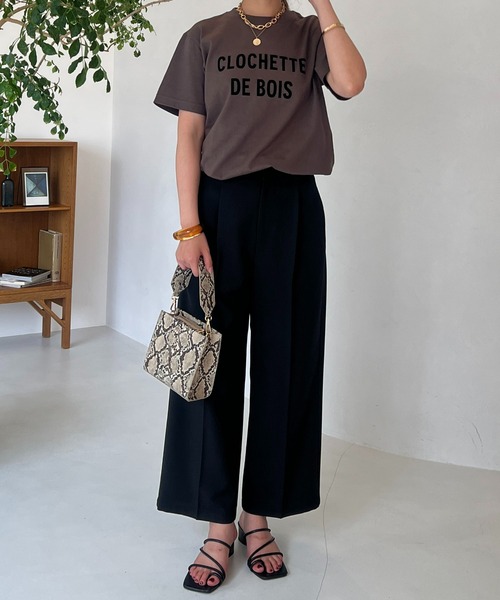 un dix cors(アンディコール)の「CLOCHETEEフロッキーロゴTシャツ(Tシャツ/カットソー・レディース・ベージュ/オフホワイト/チャコールグレー・FREE)」の15枚目の写真