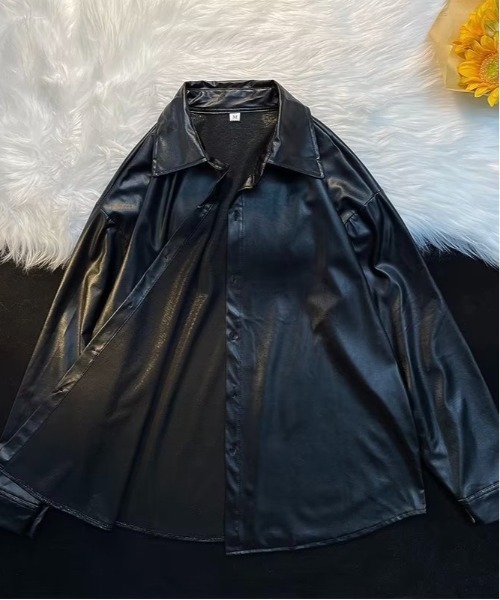 Burner(バーナー)の「【OKUOKU 0909】フェイクレザー シャツジャケット oku-outer-696895026099-36 U(シャツ/ブラウス・メンズ・A・M/XL/L)」の1枚目の写真