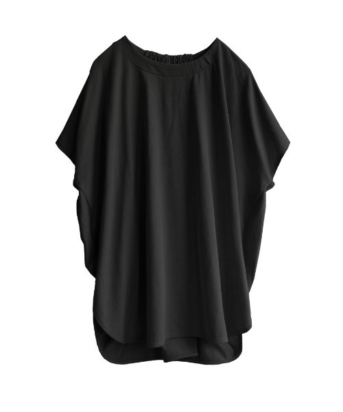 MIMIMEMETE（ミミメメット）の「バイオ天竺 ギャザーオーバーチュニック（Tシャツ/カットソー・レディース・ブラック/グレイッシュベージュ・M）」の15枚目の写真