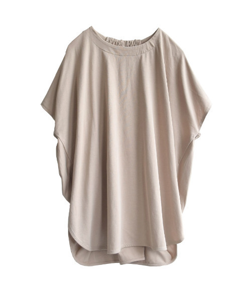 MIMIMEMETE（ミミメメット）の「バイオ天竺 ギャザーオーバーチュニック（Tシャツ/カットソー・レディース・ブラック/グレイッシュベージュ・M）」の16枚目の写真