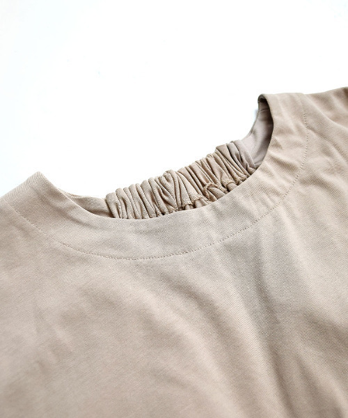 MIMIMEMETE（ミミメメット）の「バイオ天竺 ギャザーオーバーチュニック（Tシャツ/カットソー・レディース・ブラック/グレイッシュベージュ・M）」の12枚目の写真