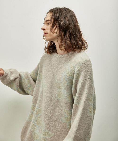 JUNRED(ジュンレッド)の「シャドーフラワージャガードニット(ニット/セーター・メンズ・ベージュ/レッド/ブルー・S/M/L)」の8枚目の写真